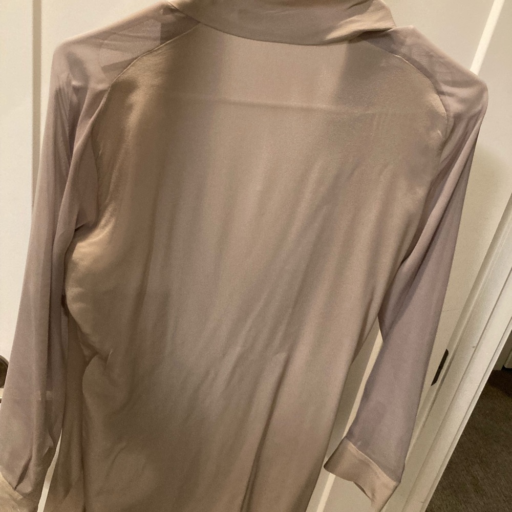 Sheer metallic silk drape dress
